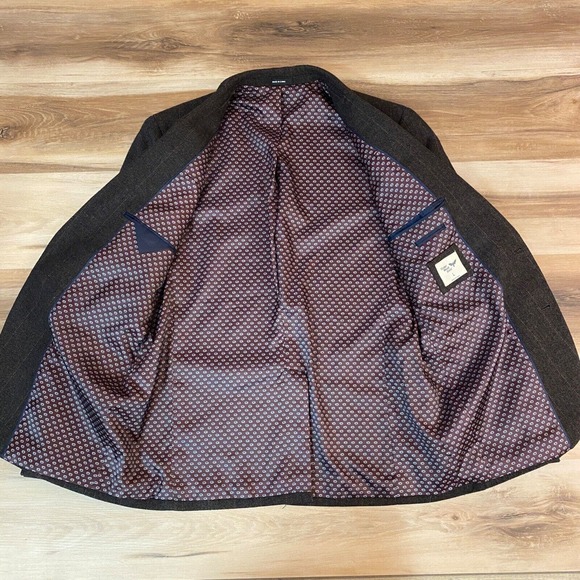 Cedar Wood State Sport Coat L 41-43 Brown Wool Tweed Herringbone 2 Button Blazer - Picture 13 of 15